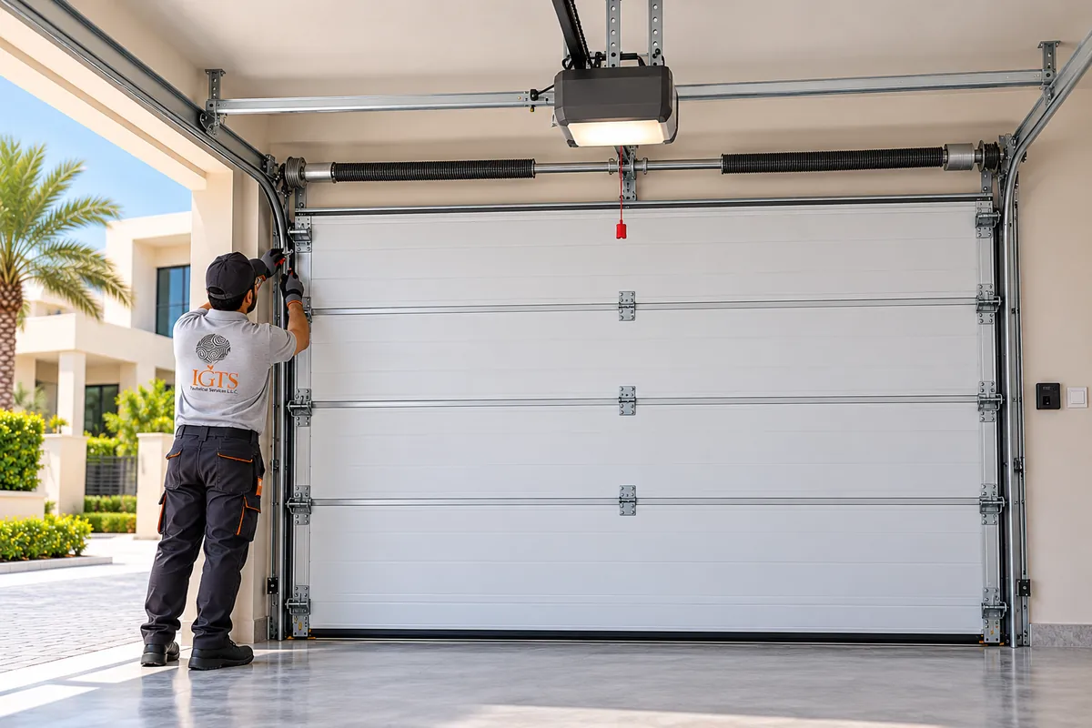 Overhead sectional garage door installation for residential and commercial properties in UAE
